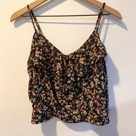 Forever 21 Short Multicolor Floral Top Sz M - Picture 1 of 3